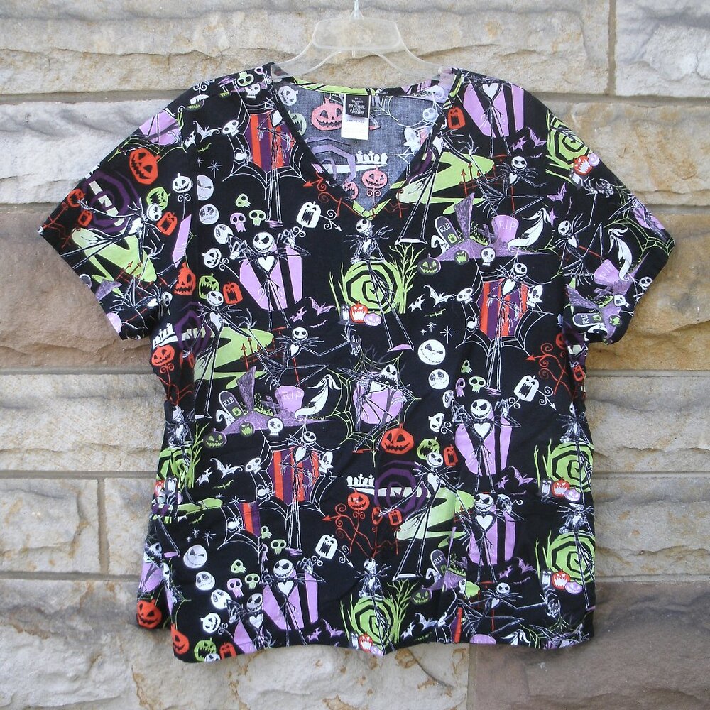 Disney Nightmare Before Christmas Scrub Top Size 2X